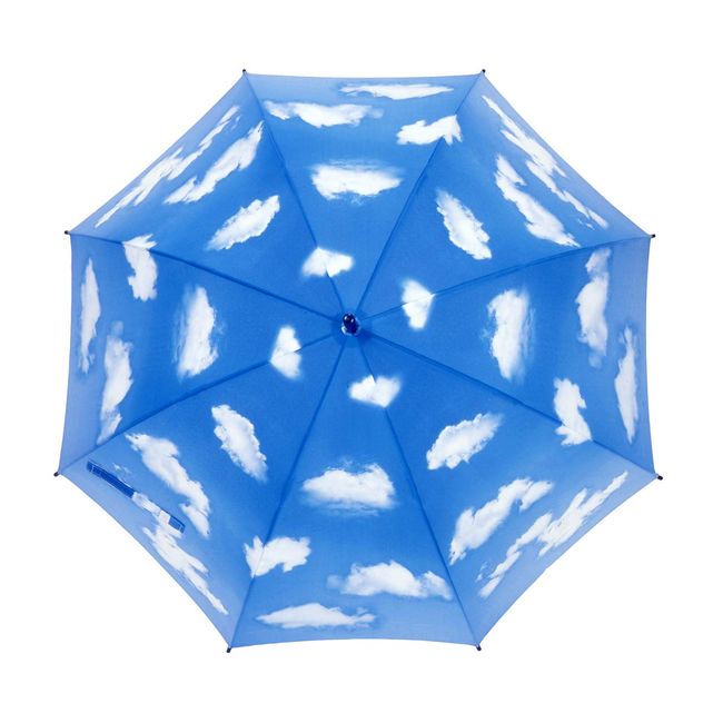 LIEBEN-0380 Children's Umbrella, Long Umbrella, Blue Sky, Blue, 21.7 inches (55 cm) x 8 Ribs, Boys and Girls, Jumping Umbrella