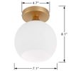 Brixury Gold Semi Flush Mount Ceiling Light Fixture with White Glass Globe Shade