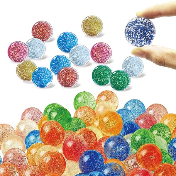 Tuko 24pcs 32MM Glitter Bouncy Ball Toys for Kids Party Favors, 4-8 Years Boy and Girls Indoor Team Playing Set