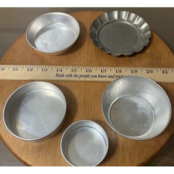 Antique Childs Toy Cookware 1950’s 5 Pans Pre Owned