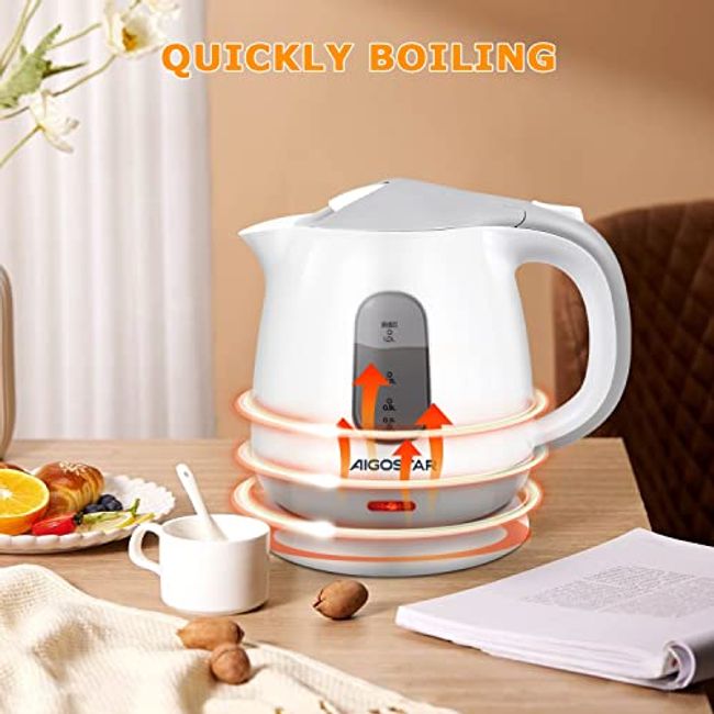 Aigostar Juliet - Mini Electric Tea Kettle, 1.0 L BPA-Free Portable Electric  Water Kettle, 1100W, Grey and White 