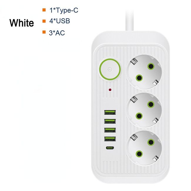 EU Plug Power Strip Extension Cable Multiprise 8 AC Outlets Electrical  Socket with 4 USB 2 Type-C Network Filter Fast Charging - AliExpress