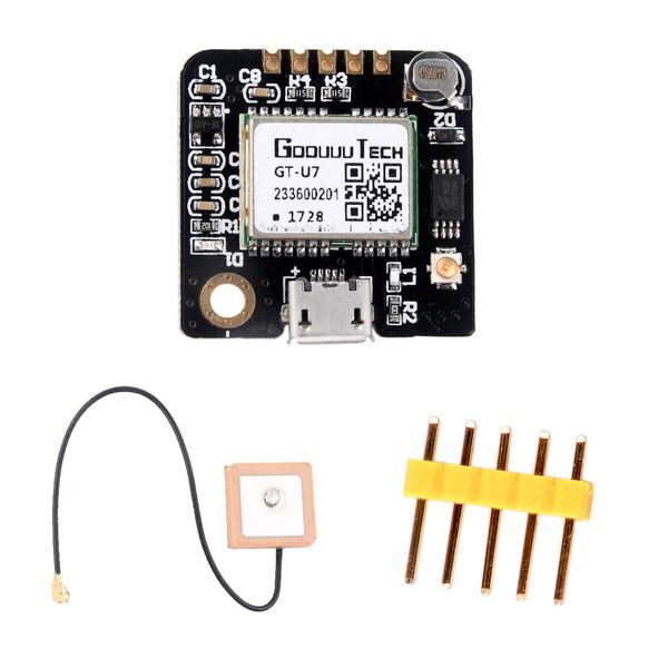 Geekstory GT-U7 GPS Modul GPS-Empfänger Navigationssatellit mit EEPROM Kompatibel mit 6M 51 Mikrocontroller STM32 UO R3+ IPEX Aktive GPS Antenne für Arduino Drohne Raspberry Pi Flug