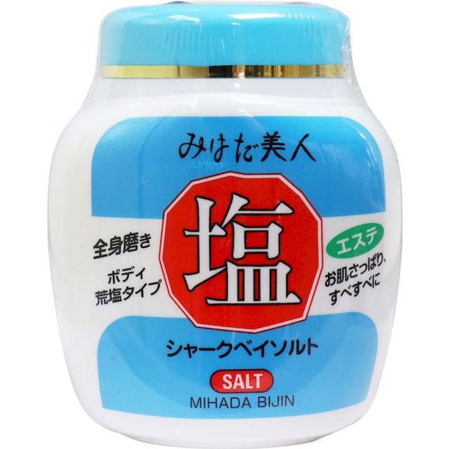 [Double Points] 4901508971440 Mihada Bijin Salt Shark Bay Salt Jar 650g Body Wash with Crushed Salt 650g Kurobara Honpo Royal Jelly Massage Salt Royal Milk Coarse Salt