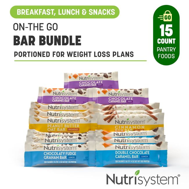 Nutrisystem on-the-Go Variety Bundle Bars 15 Count Breakfast Lunch and Snack