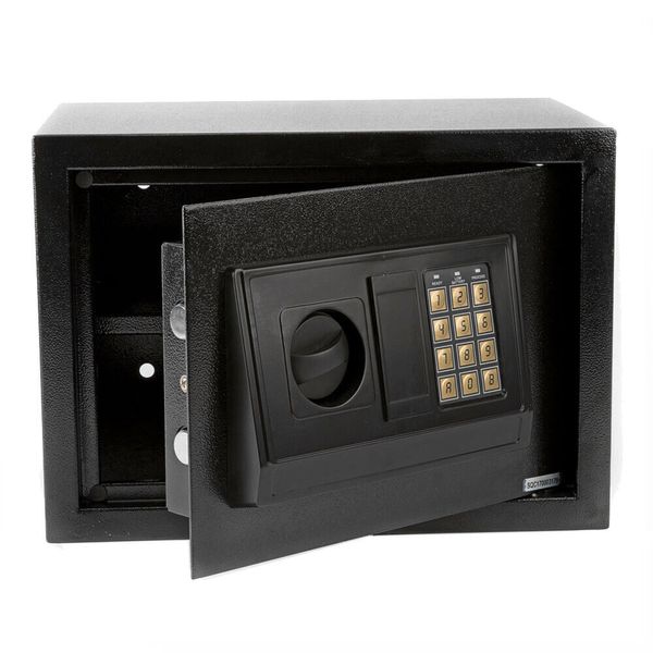 Black Steel Electronic Digital Safe, E25EA Mini Size, Strongbox for Home/Office