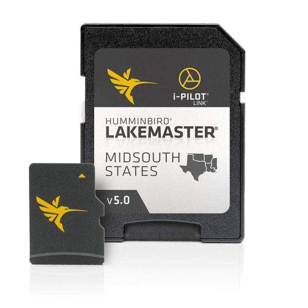 Humminbird LakeMaster Mid-South States Edition Digital GPS Lake Maps, Micro SD Card, Version 5, Black