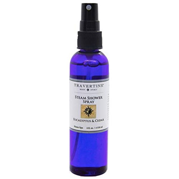 Travertine Spa Steam Shower Spray, Eucalyptus & Cedar, 4oz.