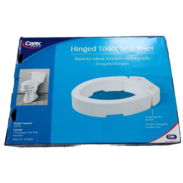 Carex Elongated Hinged 3.5 Inches Toilet Seat Riser Up to 300 pounds