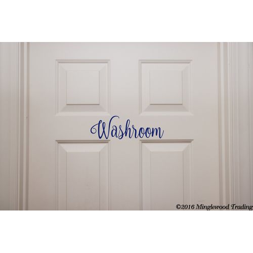 Washroom 11" x 3.5" Vinyl Decal Sticker - Bathroom Door Restroom Loo Toilet Water Closet - Bright Pink