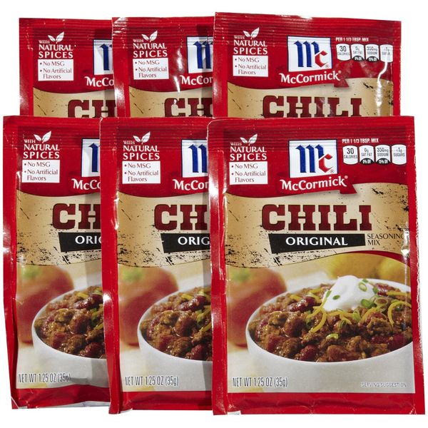 McCormick Chili Seasoning Mix, 1.25 oz, 6 pk