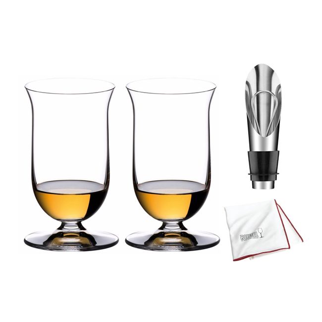 Riedel 6416/80 VINUM Whisky Glass (Set of 2) and Wine Pourer with Stopper Bundle