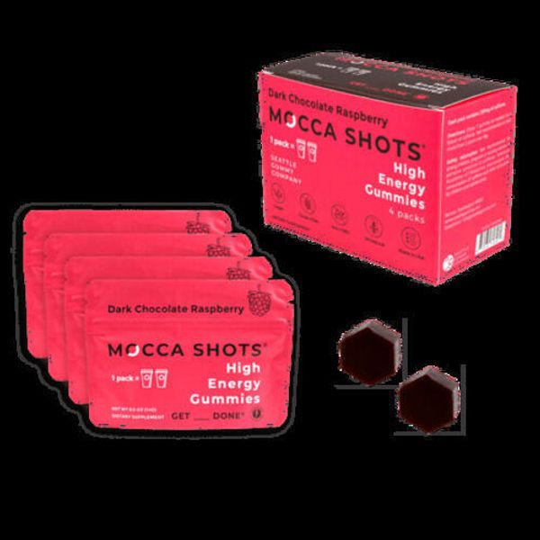 Seattle Gummy Co. Mocca Shots Caffeine Gummies  Dark Chocolate Raspberry  4-pack