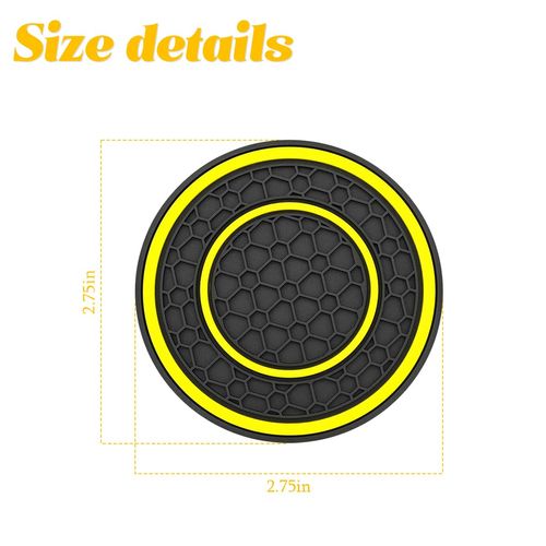 Osilly Car Coasters for Cup Holder, 2.75 Inch No-Slip Anti Dust Insert Coaster, Universal Auto Waterproof Coasters Silicon Insulation Cup Mats for Woman Man, Suit for Vehicle (Black/Yellow, 4PCS)