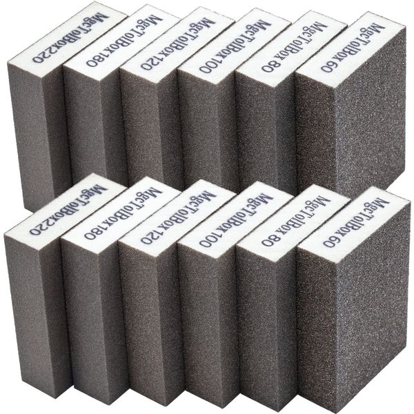 12 Pieces Sanding Sponges,for Wood Metal Wall Polishing,Sanding Blocks,6 Different Sanding Pads, Wet and Dry Sanding Block,Washable and Reusable.