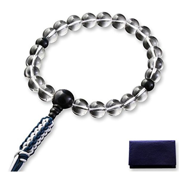 Kyoto Buddhist Altar Prayer Beads Braided String Tassel Genuine Crystal, Blue Tiger Eye Stone Tailoring (For Men), Jodo Shinshu Buddhist Prayer Beads (Men's)