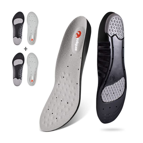 (4 x 2 Pairs) Insole, Ultra Lightweight, Footbed, Shock Absorption, For Sports, Insole, Gel, Memory Foam, Arch Support, Insole Cushion, Soft, Insole, Arch Support, Pressure Point Protection, Knee and Strain, Fatigue, Running, Standing, Working, Ventilatio