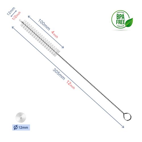 Straw Cleaner Brush Extend 12 inch, Extra Wide 12mm diam Pipe Cleaners, Extra Long Straw Brush for Sippy Cup, Water Bottle and Tubes, Drinking Straw Cleaning Brush Set 10 Pack
