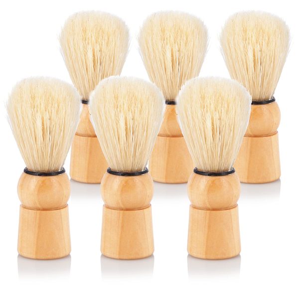 JUVITUS Shaving Brush - Boar Bristles & Wooden Handle - 6 Pack