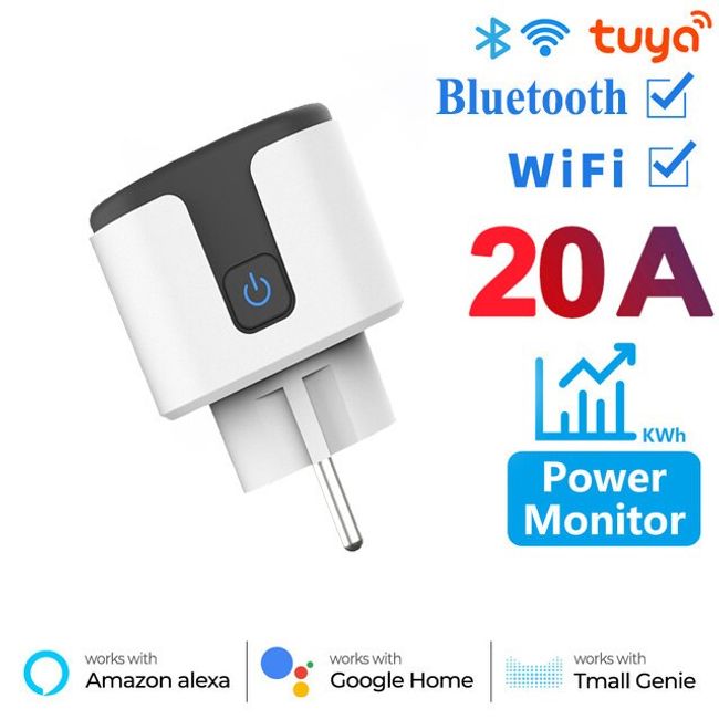 Tuya WiFi Smart Plug 16A/20A EU Smart Socket with Power Monitor Timing  Support