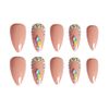 24pcs Almond Shape Nail Tips Water Drop Nail False Nail Making You More Nice ,Can Be Used For Wedding,Party,Holiday,Dating,Prom,Daily Life