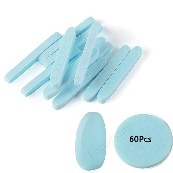 Facial Sponge Compressed,60 Pcs PVA Professional Makeup Removal Wash Round Face Sponges Spa Pads Exfoliating Cleansing for Women,Blue