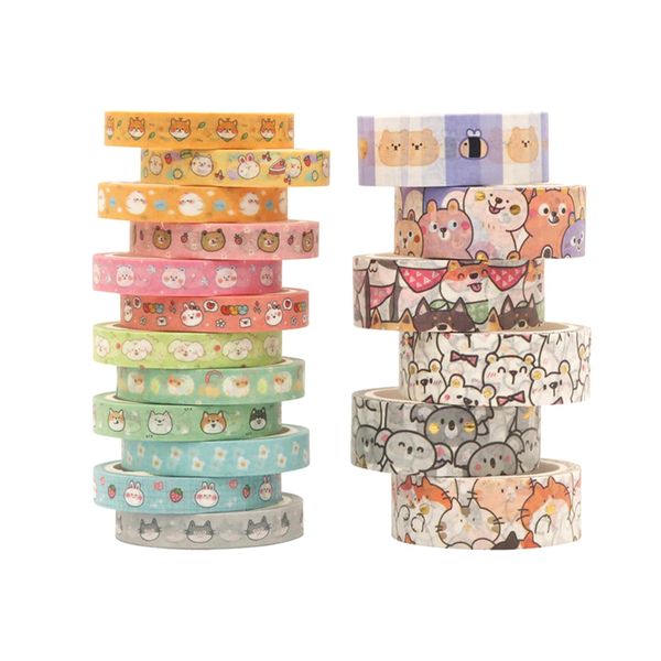 18 Rollen Washi Tape Set Kawaii Tiere Dekoratives Washi Tape Klebeband Bunt Dekorativ Masking Tape Washi Masking Tape für DIY Handwerk, Bullet Journals, Scrapbooking, Planer