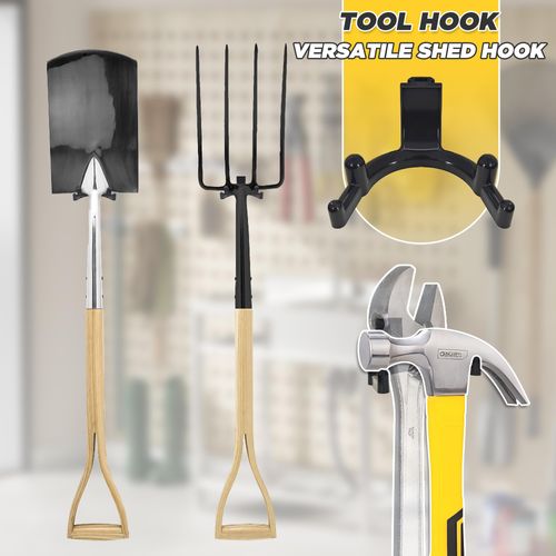 LITGURU Tool Hook for Lifetime Shed Accessories: 6 Pcs ABS Storage Shed Hooks for Electric Hand Gardening Tools - Does Not Work on Horizontal Siding Sheds - Black