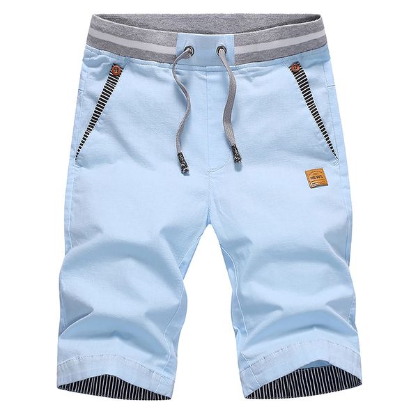 HCSS Mens Shorts Casual Summer Chino Shorts with Elastic Waist and Big Pockets(Sky Blue-S)