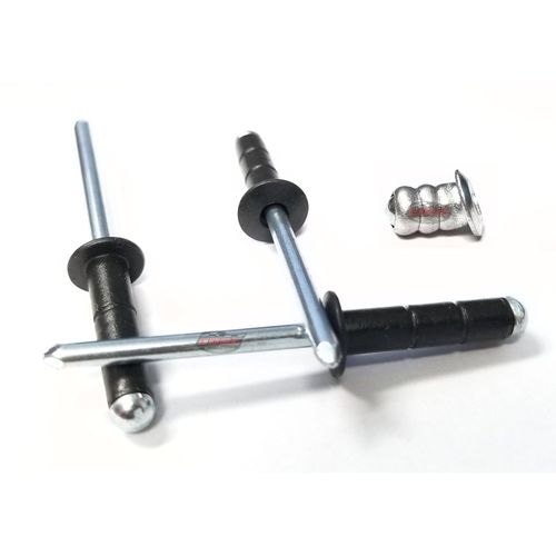 Black 3/16" Aluminum Medium Head with Steel Mandrel Multi Grip Pop Rivets Fasteners .275 - .598 Grip Range