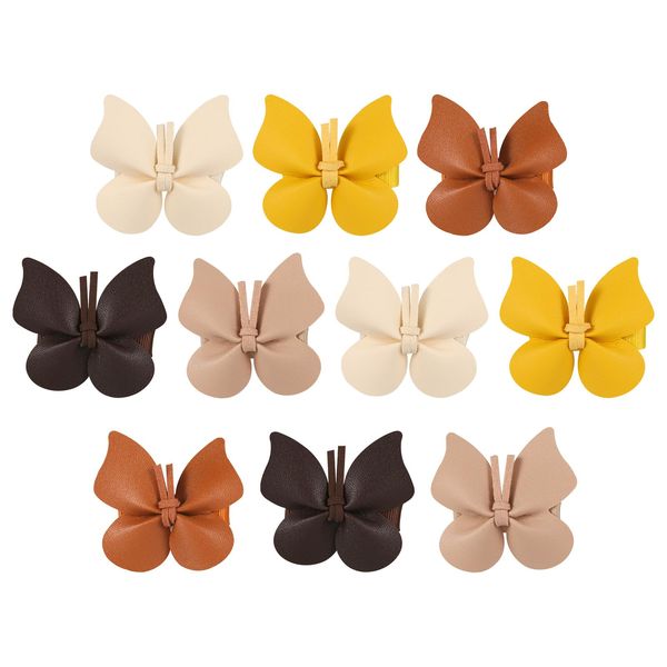 10pcs Butterfly Hair Clips, Leather Bow & Fully Lined Alligator Clips Colorful Butterfly Barrettes Hairclips Hair Butterflies Accessories Gifts for Girls Toddlers Baby Women Thick Thin Hair