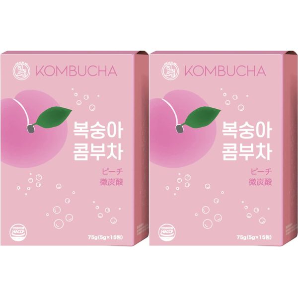 ヒルズラボ コンブチャ HEALSLAB KOMBUCHA ピーチ味 (5g×15 包)2箱セット 微炭酸 韓国製 乳酸菌 酵母菌 発酵 置き換えダイエット