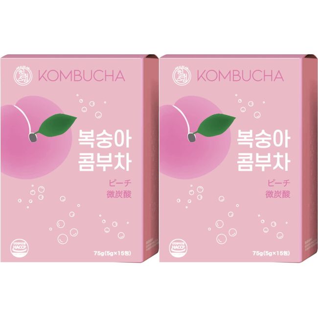 ヒルズラボ コンブチャ HEALSLAB KOMBUCHA ピーチ味 (5g×15 包)2箱セット 微炭酸 韓国製 乳酸菌 酵母菌 発酵 置き換えダイエット