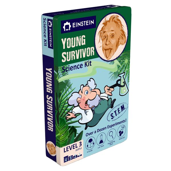 Einstein’s Young Survivor Science Kit for Kids. STEM for Boys & Girls Aged 8 and Above. Over a Dozen of Exciting Experiments Inside. Detailed Picture Guide Included.