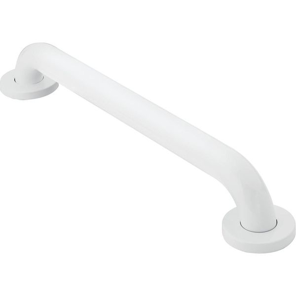 Moen R8716W Bathroom Safety 16-Inch Stainless Steel Bathroom Grab Bar with Concealed Screws, Glacier White