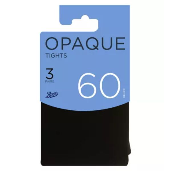 Boots 60 Denier Opaque 3 pair pack Black Medium