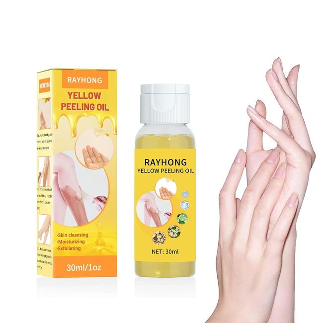 Yellow Peeling Oil, Extra Strength Yellow Peeling Oil Lightening Exfoliating, Suitable for Dark Skin, Body, Face, Dark Spots, Brightening Complexion-30ML