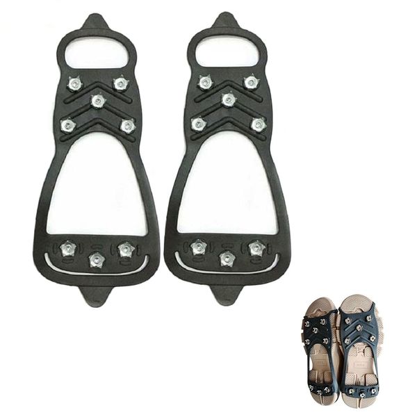 1 Pair of Crampons, Snow Claw Shoe Covers with 8 Teeth, Non-slip Crampons, Silicone Mountaineering Equipment (L)