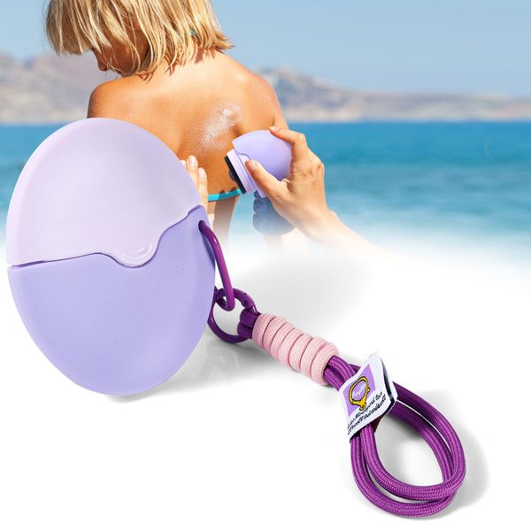 Sunscreen Applicator for Kids, 55ml Sunscreen Brush with Protective Cap BPA Free Refillable Roll on Sponge Applicator Portable Suncream Lotion Applicator for Kids Adults Families (Purple)