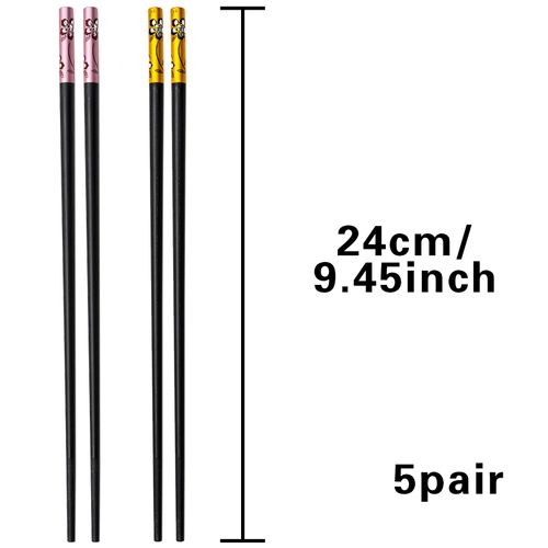 Fiberglass Chopsticks, 5 Pairs Non Slip Fancy Chop Sticks Dishwasher Safe Reusable Chopstick Set for Sushi Noodles Rice