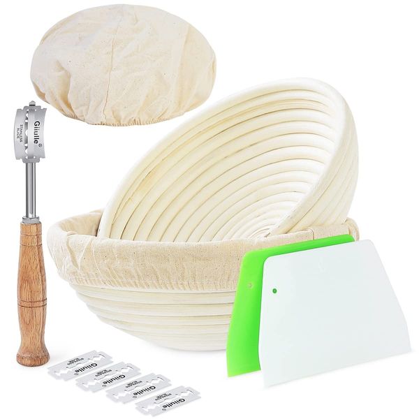 Wwyybfk Banneton Bread Proofing Basket, Sourdough Bread Baking Supplies, 9" Sourdough Bread Proofing Basket Baking Set