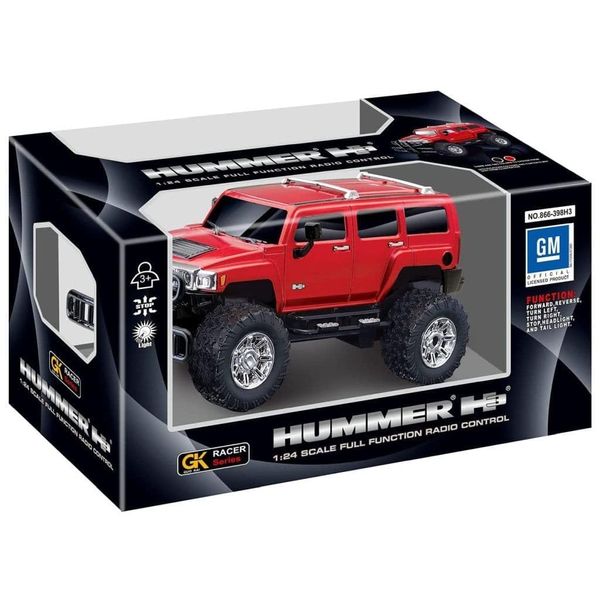 Remote Control Car 2.4Ghz Compatible with Hummer H3 SUV Model Vehicle High Speed 1/24 RC Cars Toys for Boys Girls Vehicle Racing Hobby with Headlight Christmas Birthday Gifts for Kids (Red)