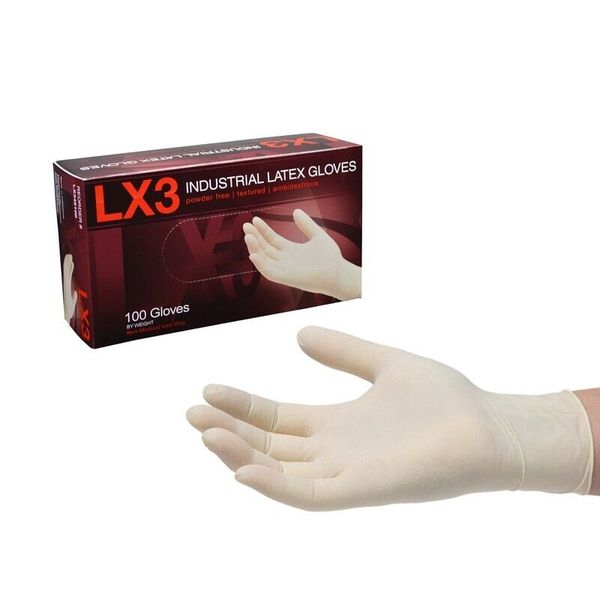 LX3 Industrial Latex Powder Free Disposable Gloves - Small, 100 count