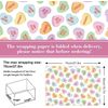 8 Sheets Valentine's Day Wrapping Paper - Colorful Hearts Folded Flat