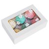 White Cupcake Boxes Cookie Gift Boxes with Clear Window Cupcake Containers with Insert 6 Dividers-12 Pack