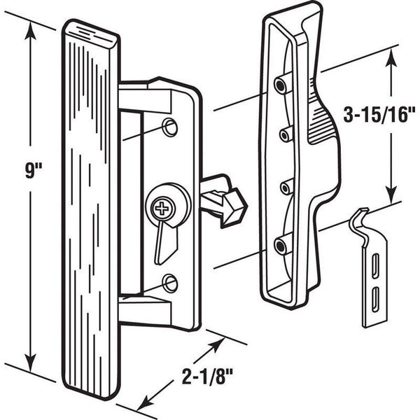 Prime-Line 141843 Painted Aluminum Indoor/Outdoor Patio Door Handle Set 5 W in.