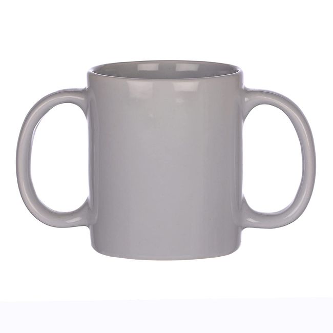 HealthGoodsIn Dual Handle Mug (Double Grip Mug) to Aid Tremors, MICROWAVE SAFE, 11.83 US Fl. Oz. (350 Ml), BPA-FREE - Gray Color