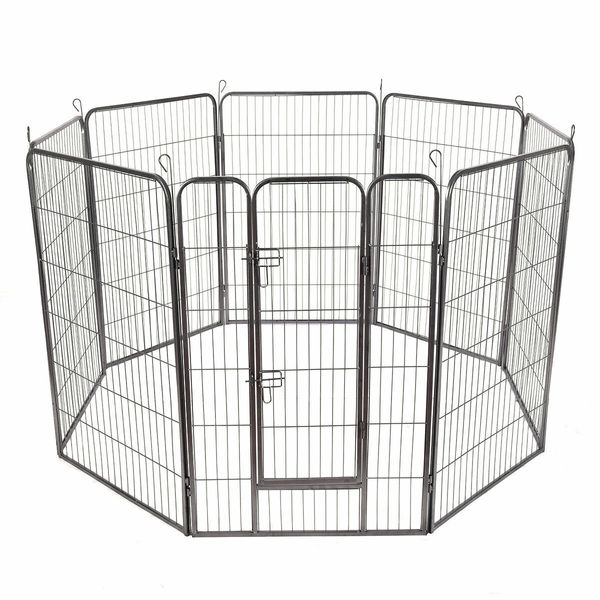 48" 8 Panel Pet Puppy Dog Playpen Door Exercise Kennel Fence Metal