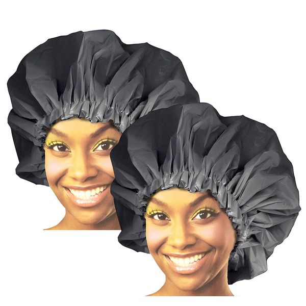 Donna Premium Collection Super Jumbo Shower Cap 2 Packs (Black)