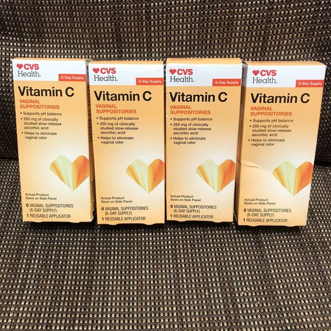 CVS Vitamin C Vaginal Suppositories Supports pH Balance 4 Boxes 24 Day Supply